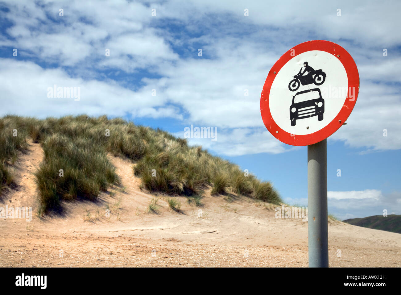 Geschützter Bereich der Sanddünen an ynslas, Wales. Stockfoto