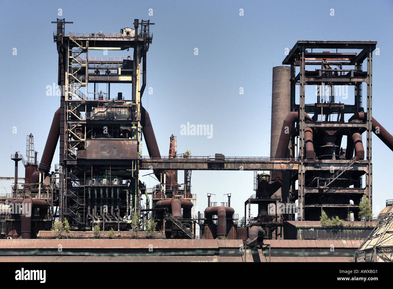 Überwachungssoftware Stahl Mühlen von der ehemaligen Stahlkonstruktionen Thyssen-Krupp/Phoenix West, Dortmund, Ruhrgebiet, Nordrhein-Westfalen, Deutschland Stockfoto