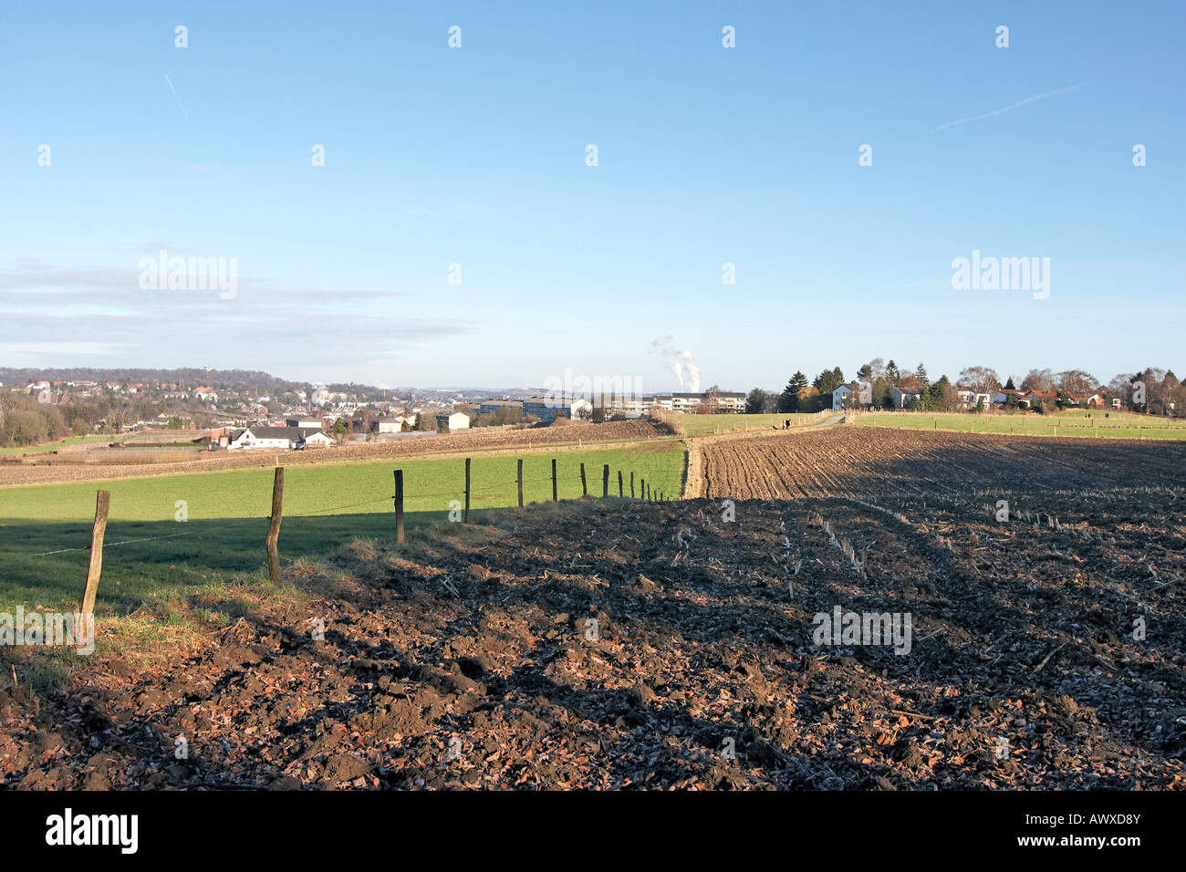 Stadt Aachen gesehen aus den Bereichen im winter Stockfoto