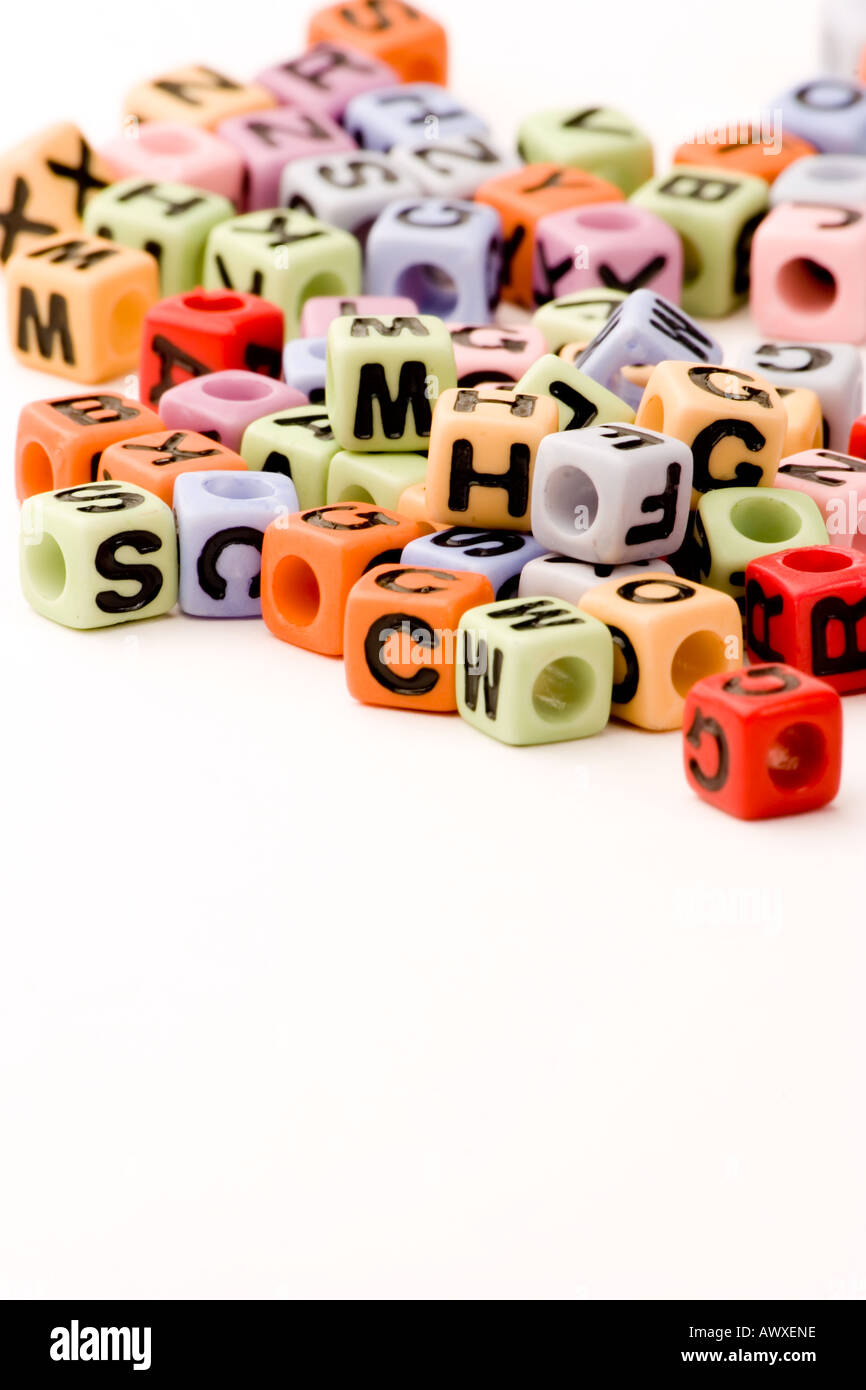 Buchstaben-Würfel. Stockfoto