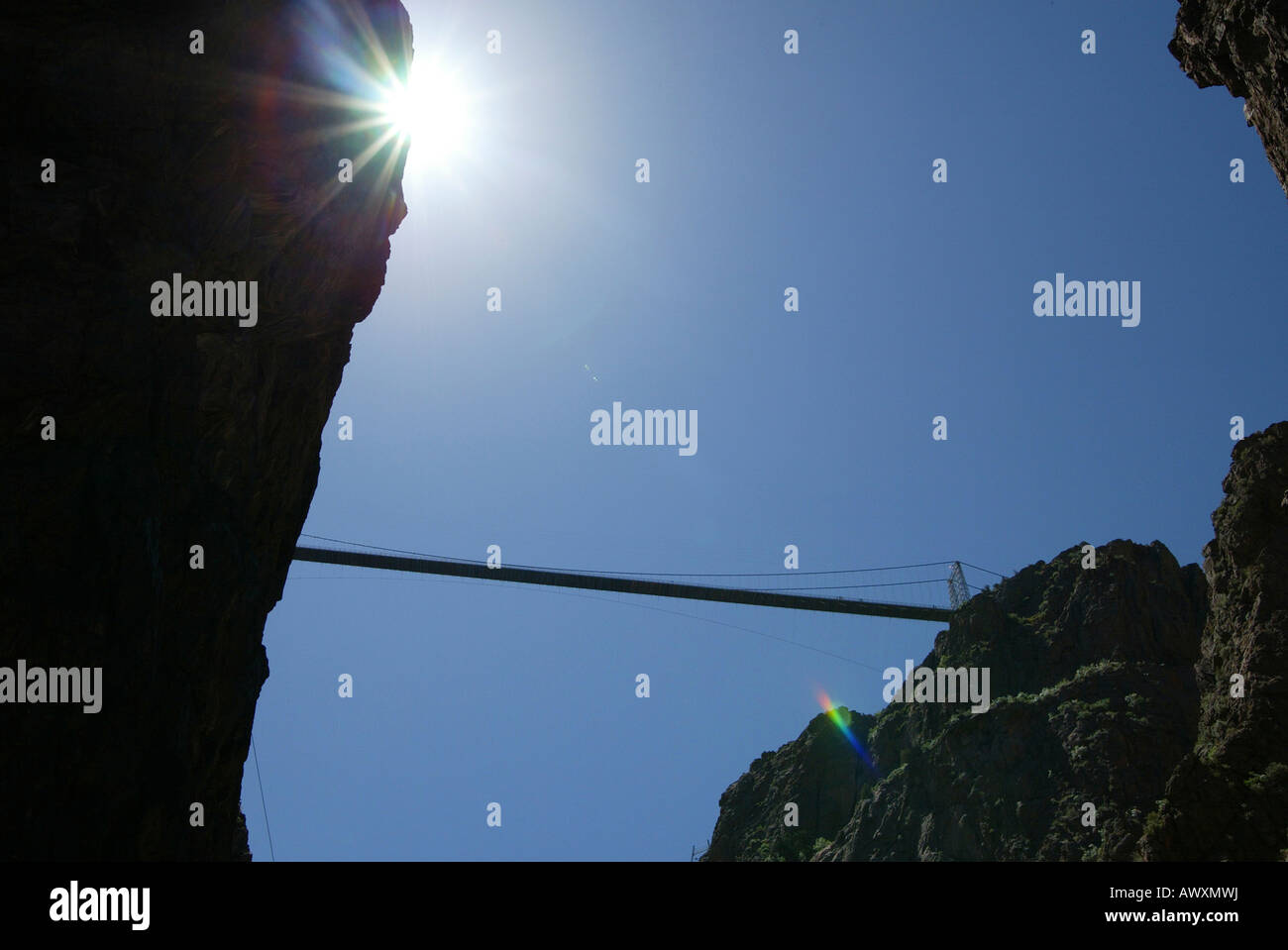 Bündel von Stahlseilen unterstützen Welt s höchste Hängebrücke 1 053 Füße über Arkansas River in Colorado USA Royal Gorge Stockfoto