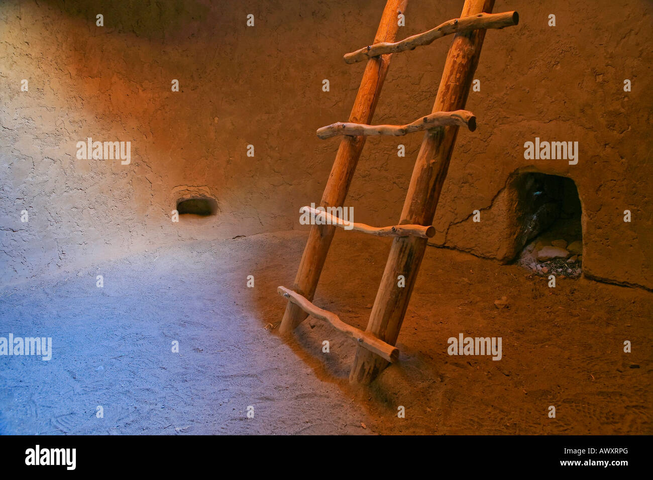 Alkoven-Haus-Leiter im Bandelier National monument Stockfoto