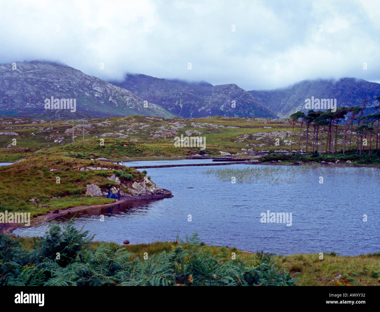 Derryclare Lough und Bens oder Pins, Connemara, Irland Stockfoto