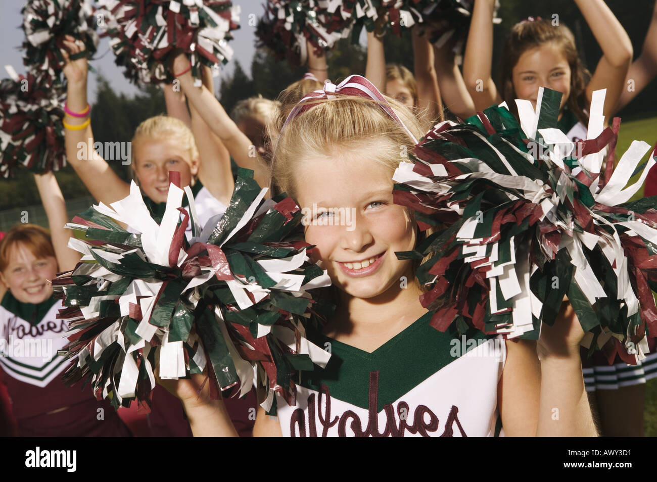 Porträt einer jungen Cheerleader Stockfoto