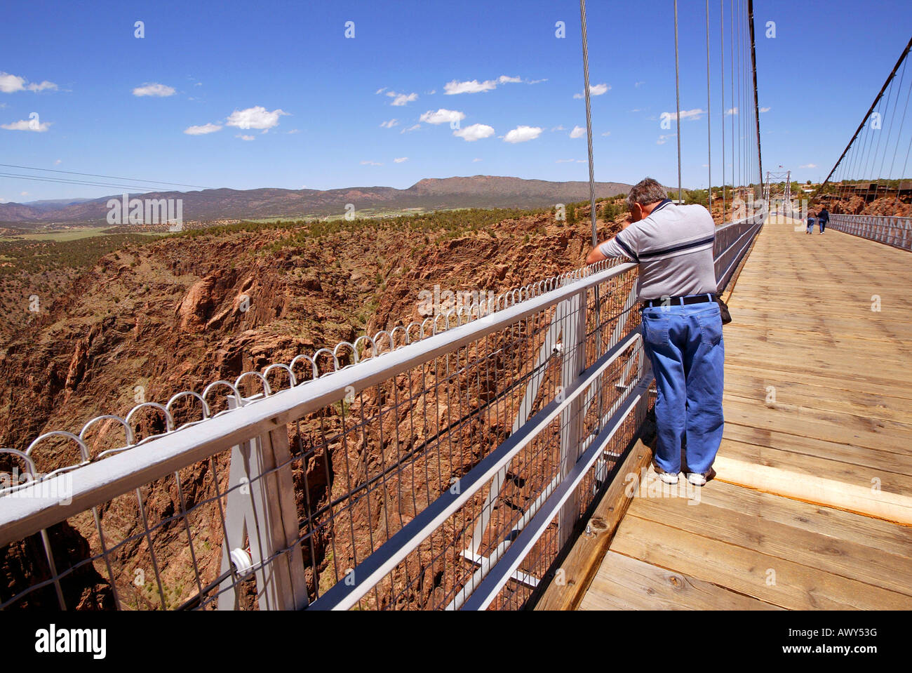 Bündel von Stahlseilen auszusetzen Brücke 1 000 Fuß über dem Arkansas River in Colorado USA Royal Gorge Stockfoto