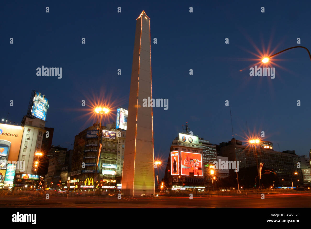 9 de Julio, der breitesten Straße der Welt Buenos Aires Argentinien Stockfoto