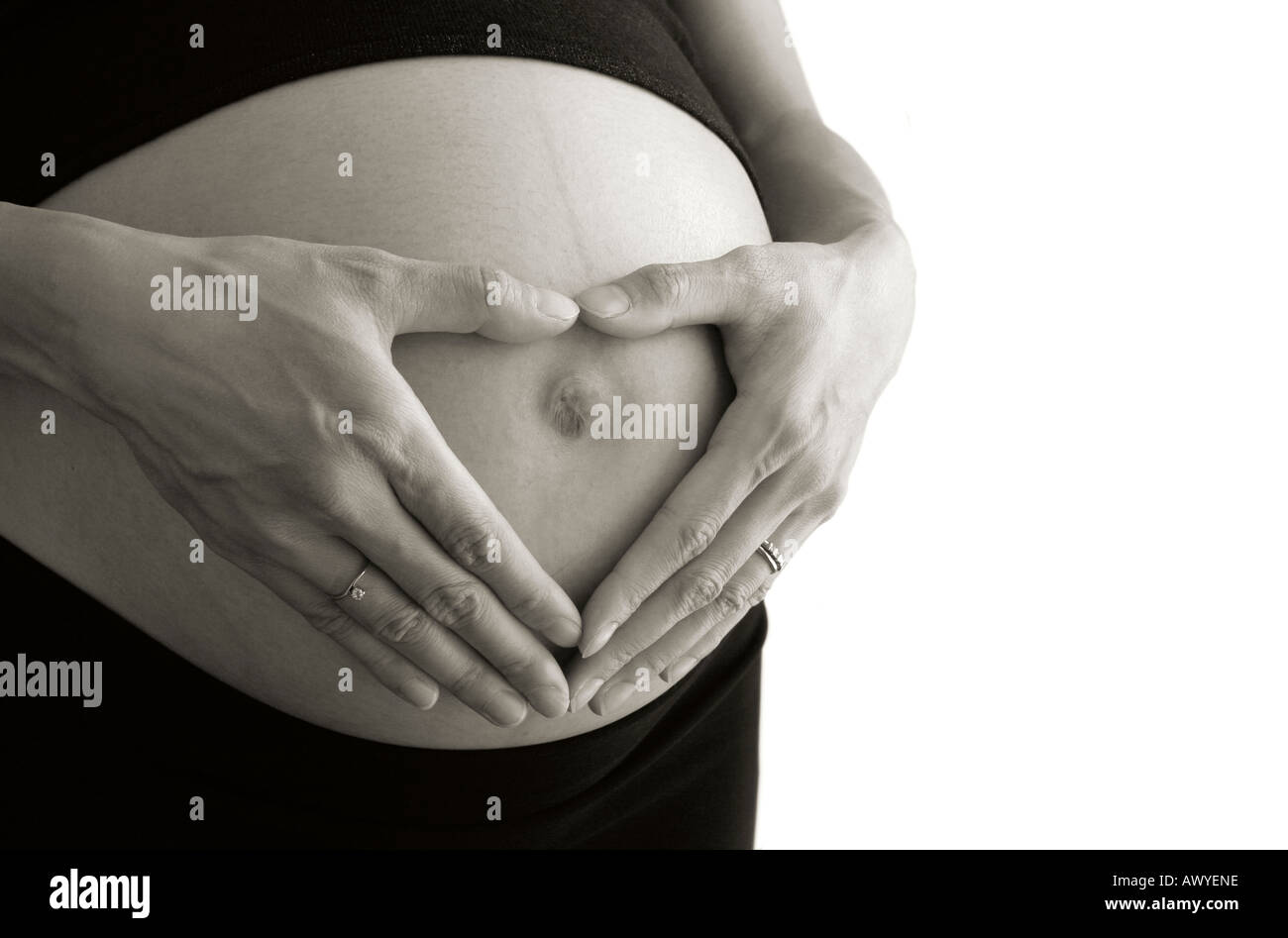 35 Wochen schwanger Frau Stockfoto