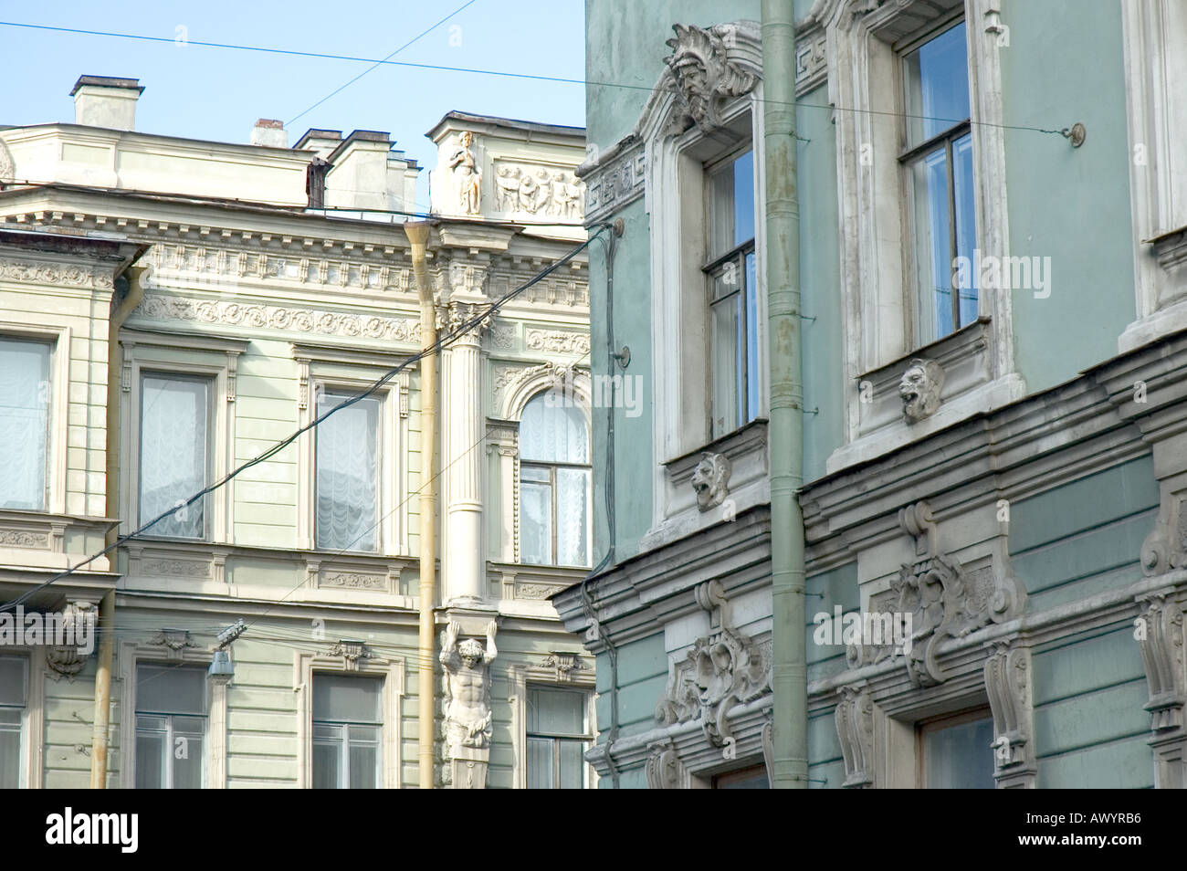 Wohnarchitektur des 19. Jahrhunderts in Sankt Petersburg Russland Stockfoto