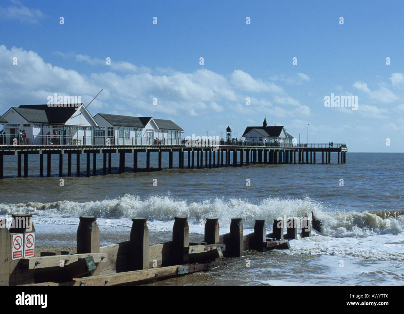 Southwold Pier und Strand in Suffolk Uk Stockfoto