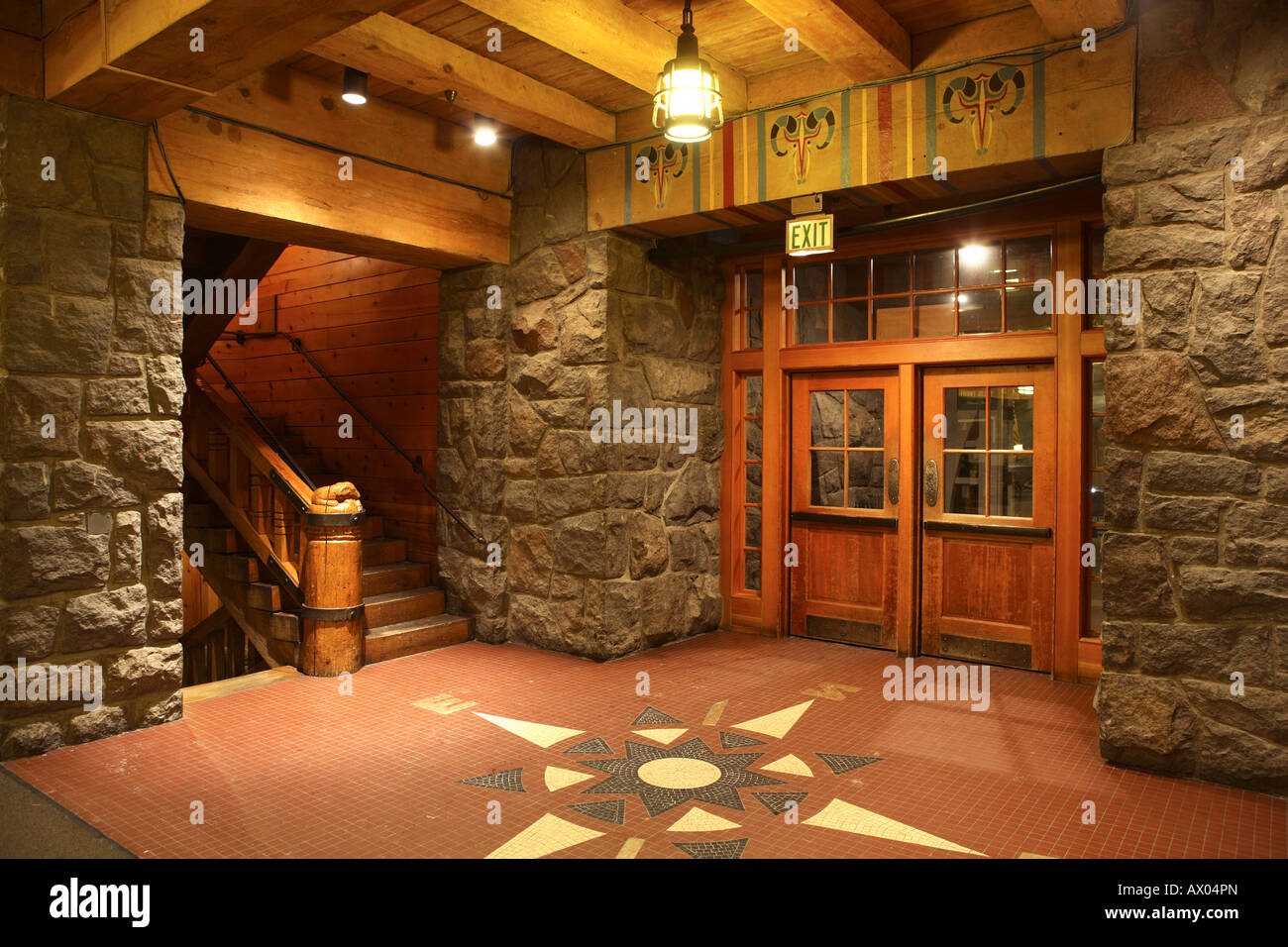 Innenaufnahme Timberline Lodge Mt. Hood in Oregon Stockfoto