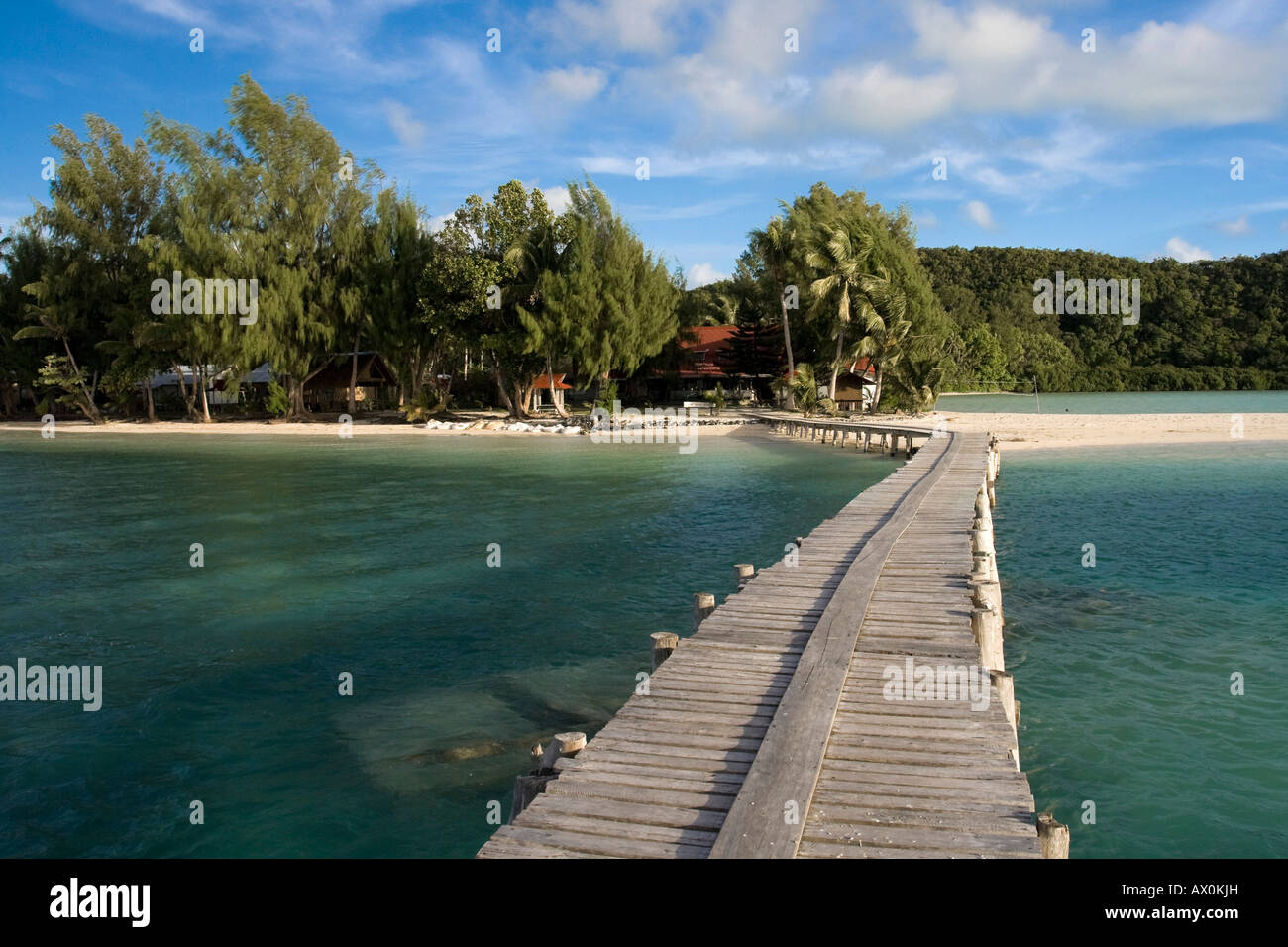 Steg, Karpfen Insel Resort, Palau, Mikronesien Stockfoto