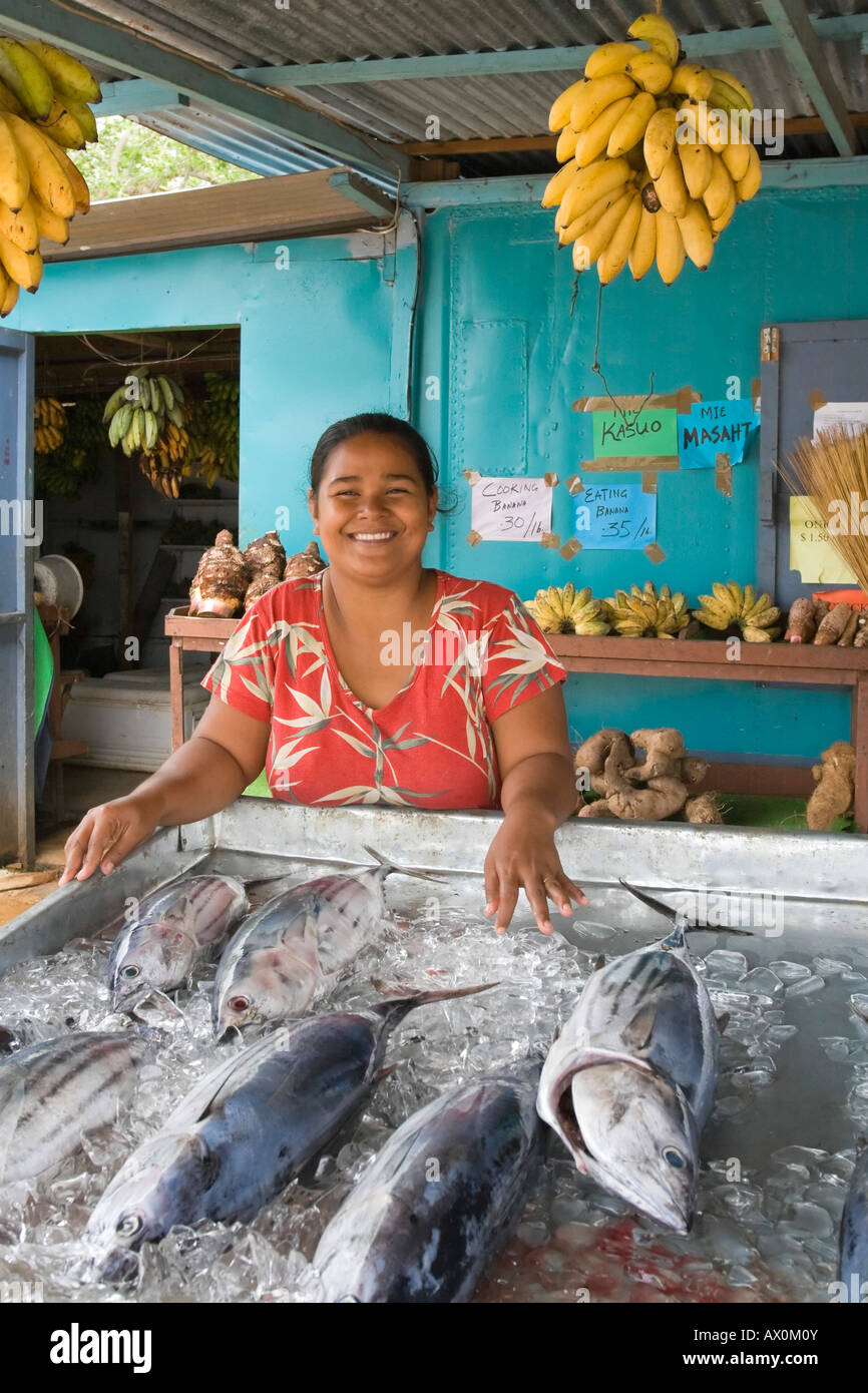 Pohnpei Markt, eines der größten in Mikronesien, Pohnpei, Föderierte Staaten von Mikronesien Stockfoto