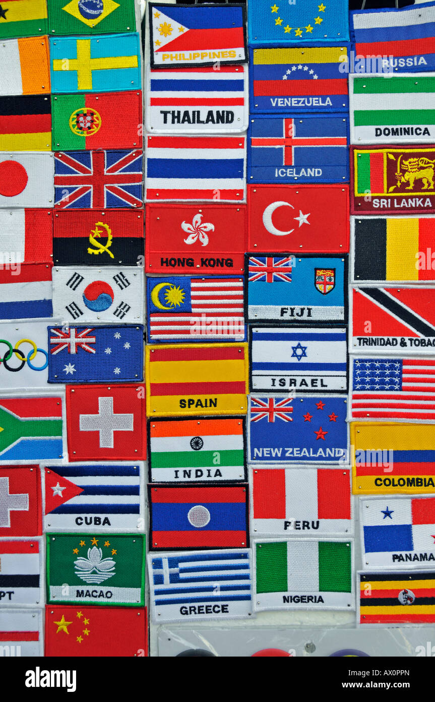 Flag-Patches, Bangkok, Thailand, Südostasien, Asien Stockfoto