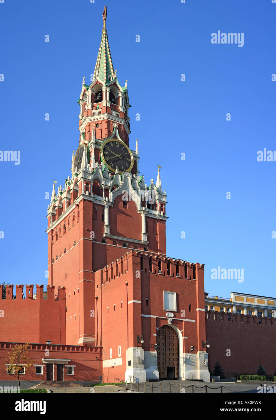 Spasskaja-Turm des Kreml, Roter Platz, Moskau, Russland Stockfoto, Bild