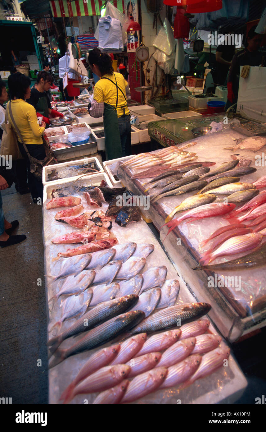 China, Hong Kong, Wanchai, nassen Fisch-Markt-Display Stockfoto