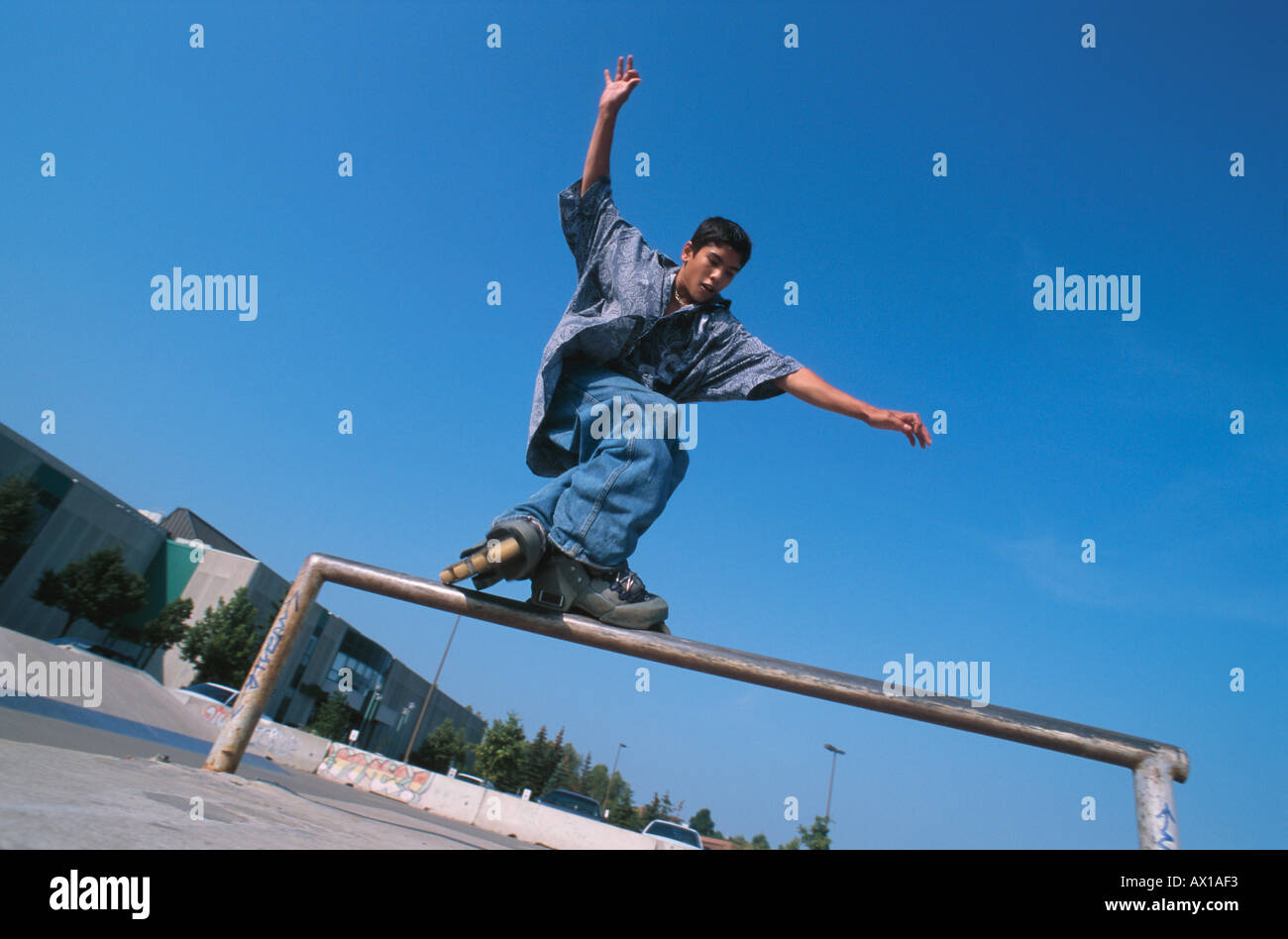 Junge mit Roller-Skates 0001 Stockfoto