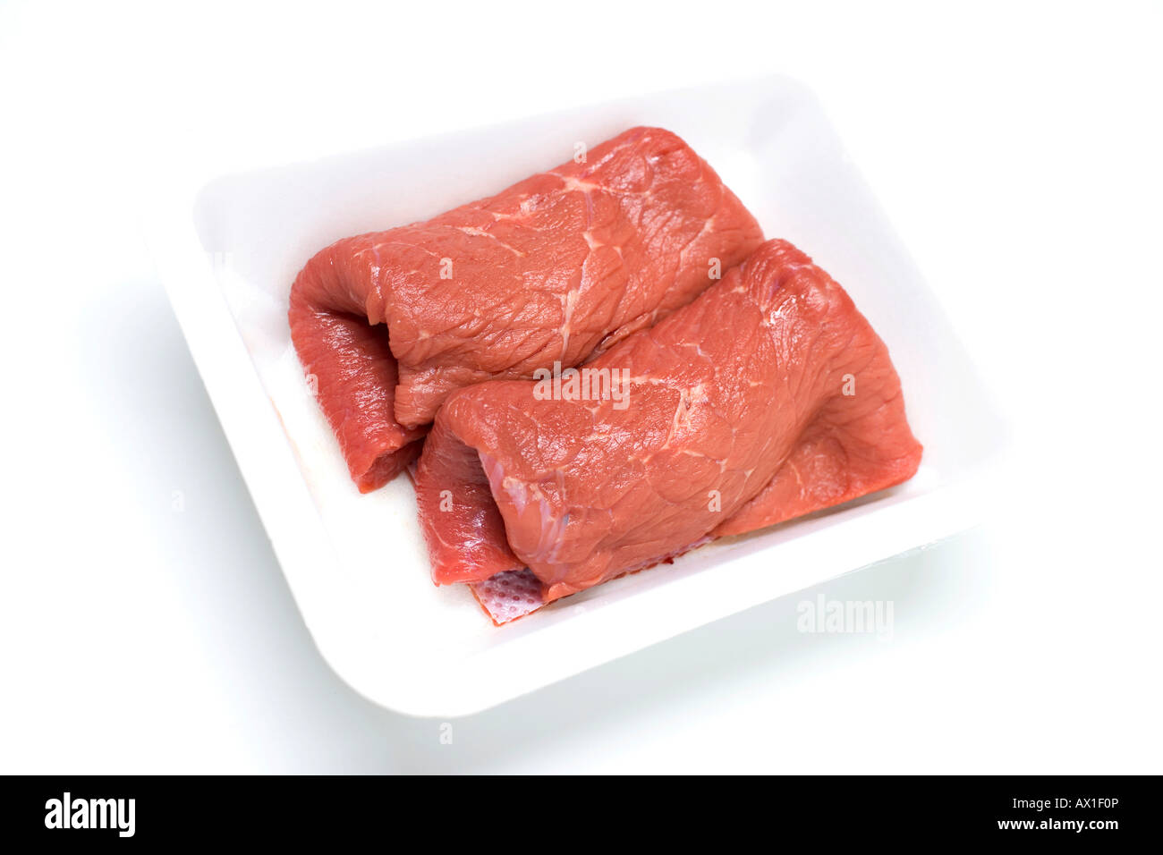 Rindsroulade, Bio-Fleisch Stockfoto