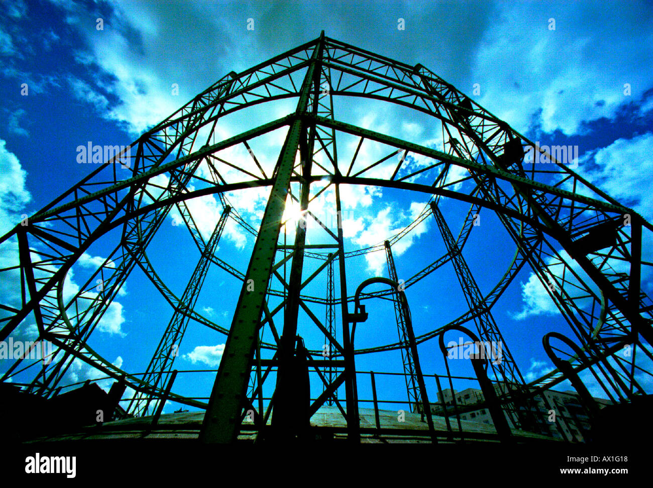 Viktorianische Gasometer oder Gas Halter einmal zur Speicherung von Gas für die öffentliche Versorgung. Stockfoto