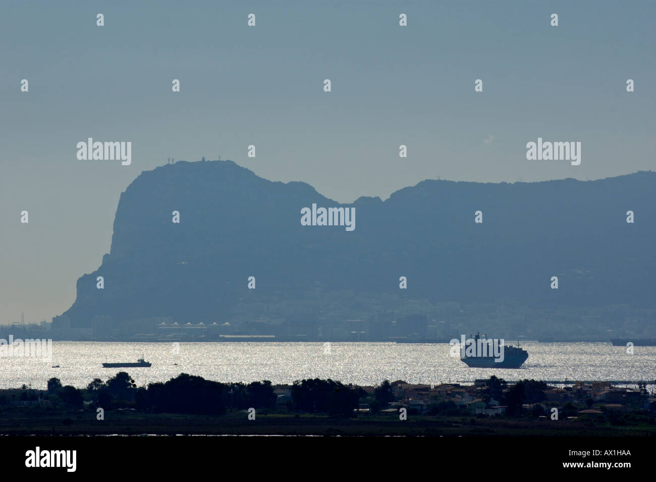 Spanien Andalusien Gibraltar Rock Silhouette Stockfoto