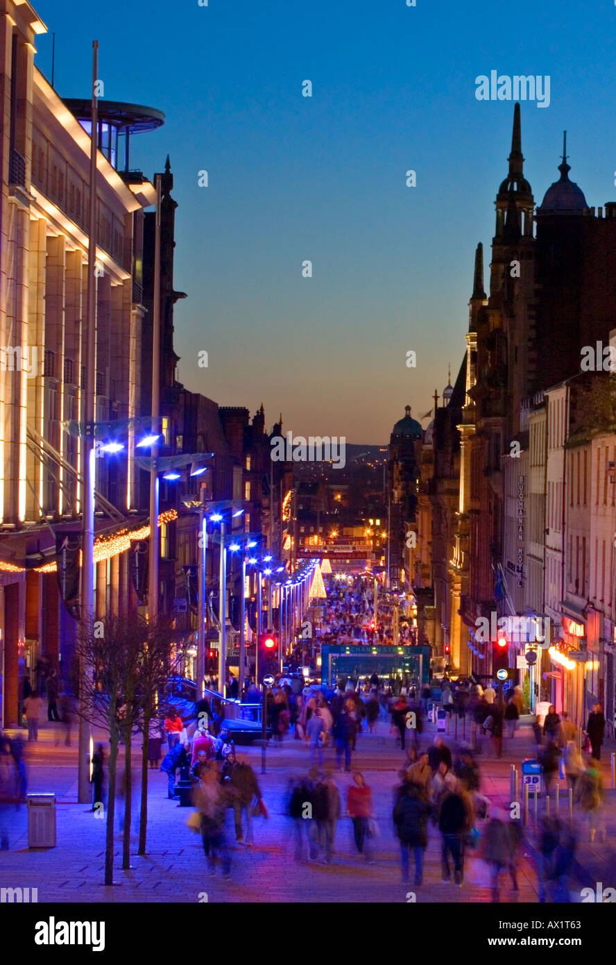 BUCHANAN STREET GLASGOW IN DER NACHT Stockfoto