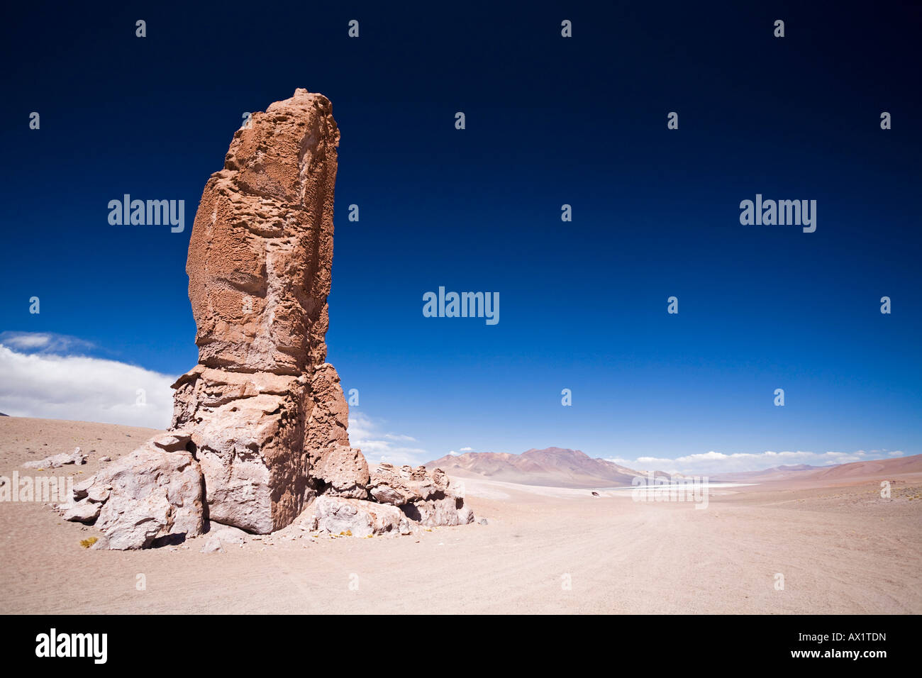 Rock - Moais de Tara, Wüstenlandschaft, Jama-Pass (Paso de Jama), Altiplano, Chile, Südamerika Stockfoto