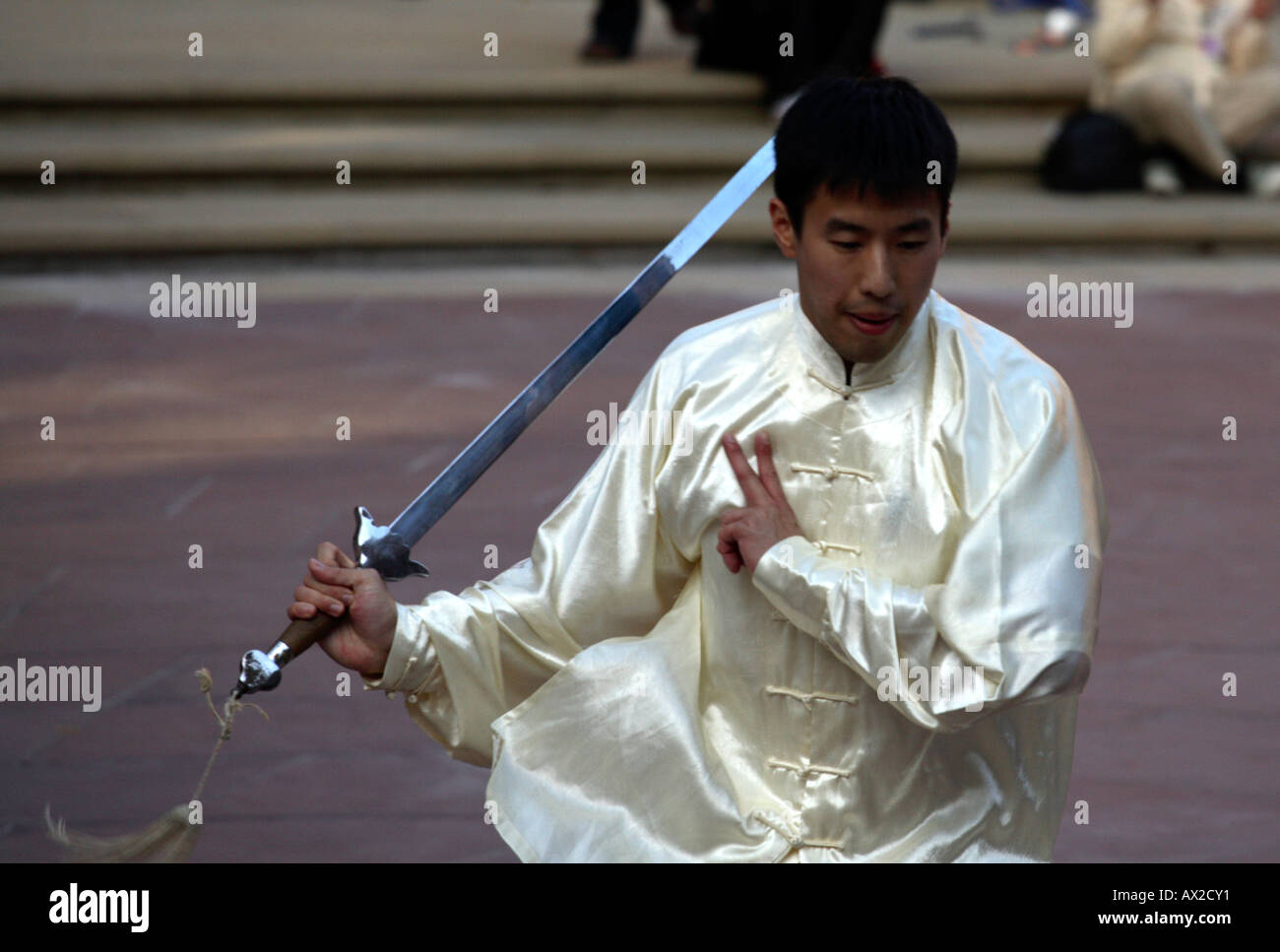 Martials Arts Display, Imperial College Chinese Wushu Society Demo Team, Mid-Autumn Festival, V&A Museum, London, 8th. Oktober 2006 Stockfoto