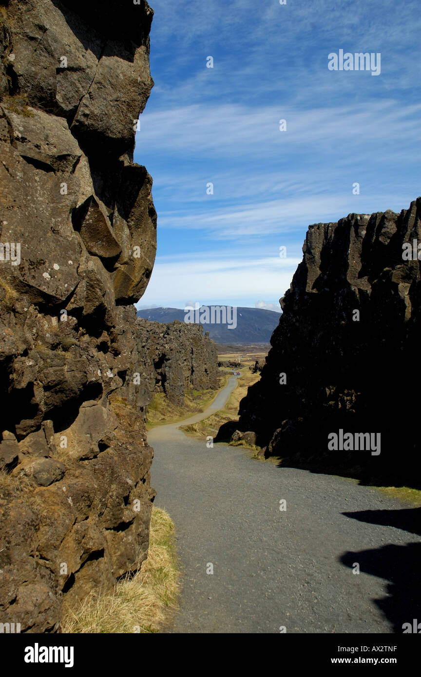 Mid Atlantic Ridge in Thingvellir Island Stockfoto