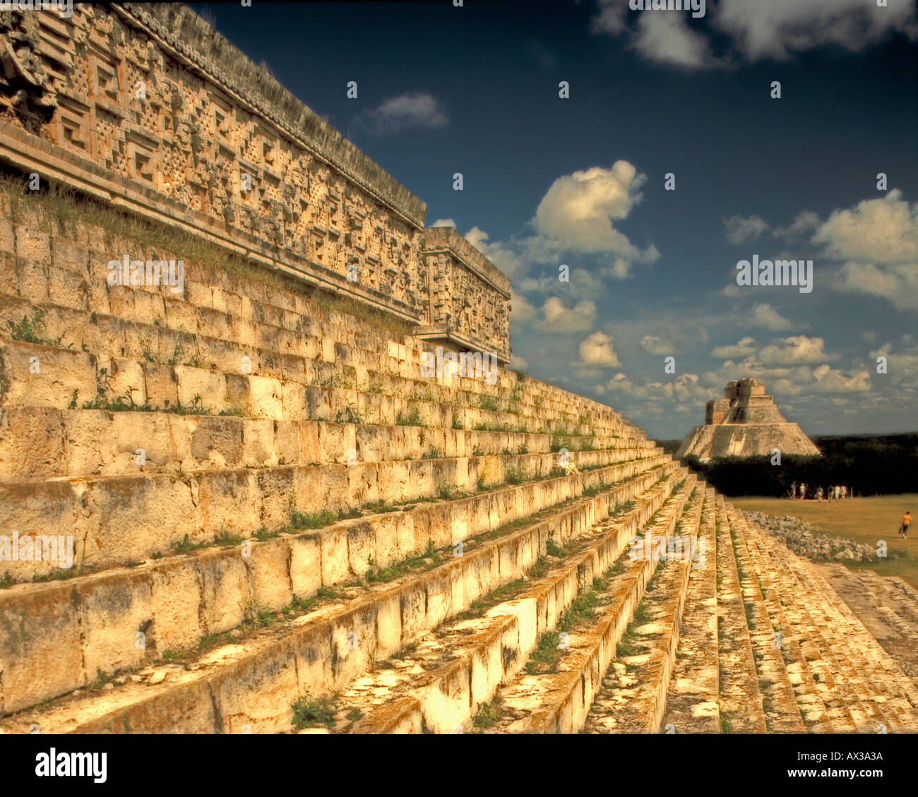 Uxmal Maya Ruinen Yucatan Mexiko Pyramide Palast des Gouverneurs Stockfoto