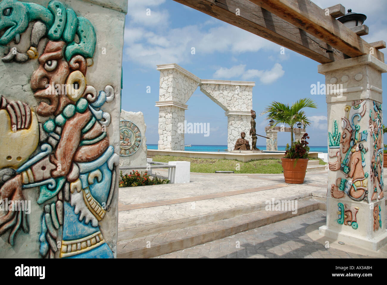 Skulptur von Cortez Cozumel Mexiko Mittelamerika Stockfoto