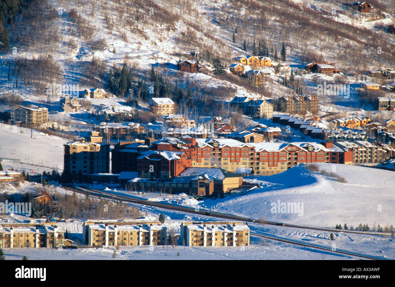 Resort Hotels und Eigentumswohnungen Steamboat Springs CO USA Stockfoto