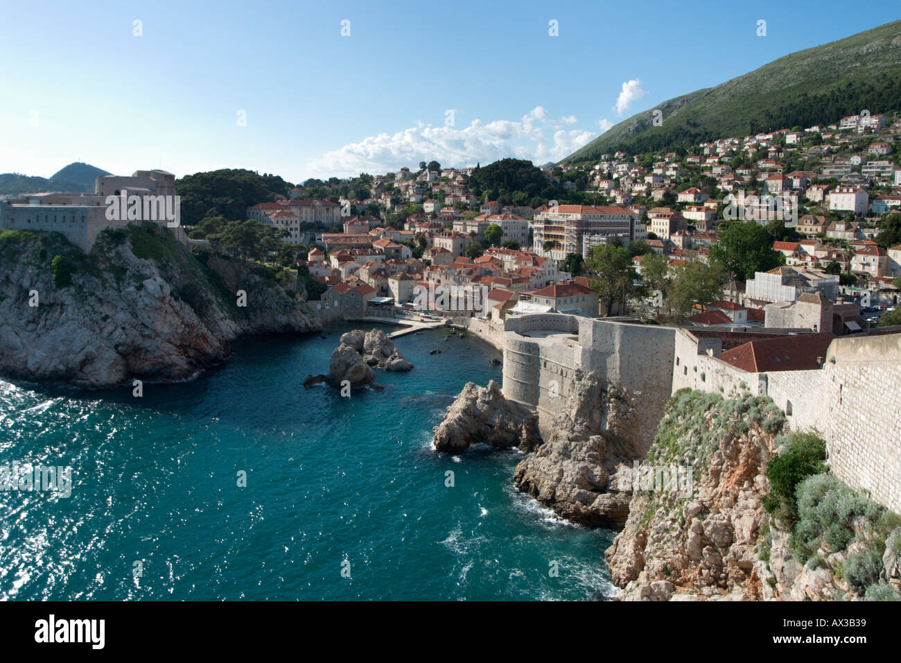 Blick von der Stadt Wände, Dubrovnik, Dalmatien, Kroatien Stockfoto