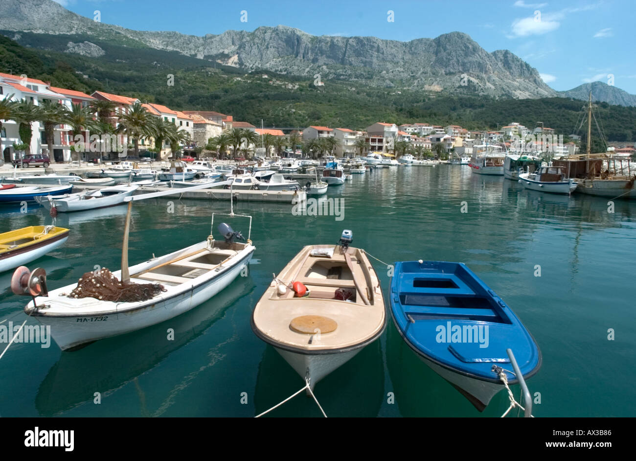 Hafen, Podgora, Makarska Riviera, Dalmatien, Kroatien Stockfoto