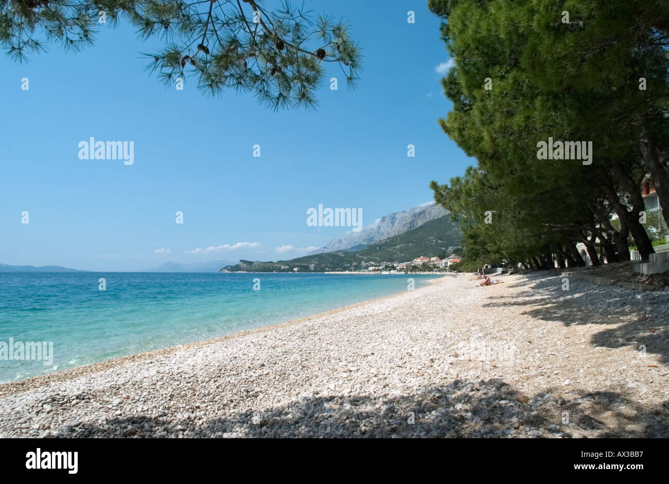 Strand, Tucepi, Makarska Riviera, Dalmatien, Kroatien Stockfoto