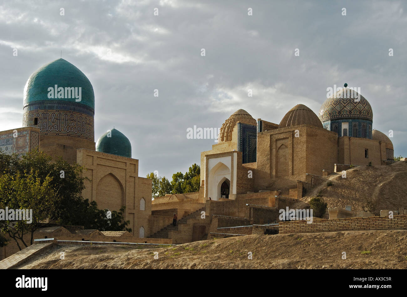 Senken Sie Shah-i Zinda Komplex, Samarkand, Usbekistan Stockfoto