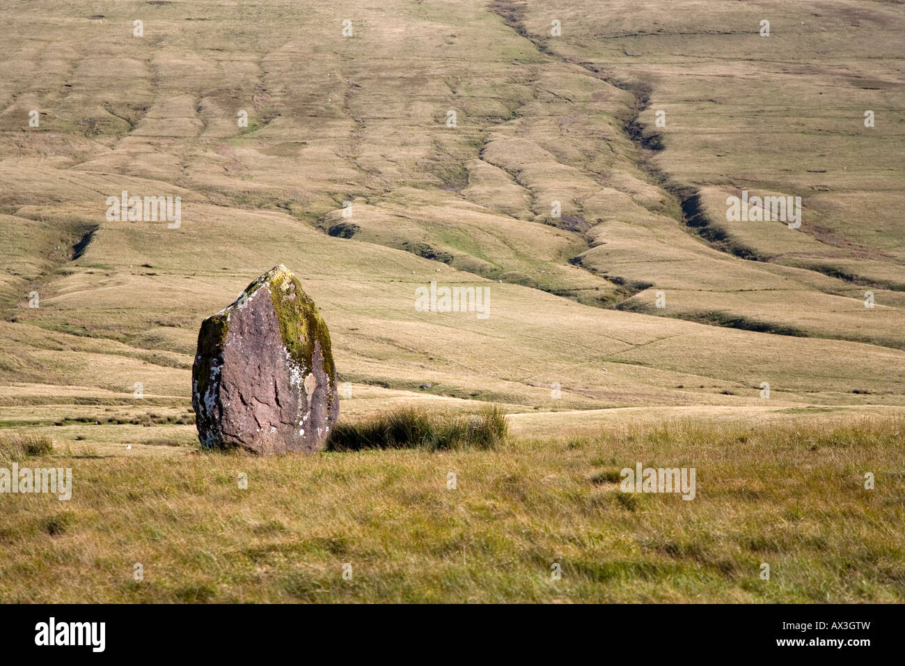 Maen Llia Menhir in der Nähe von Ystradfellte Powys Stockfoto