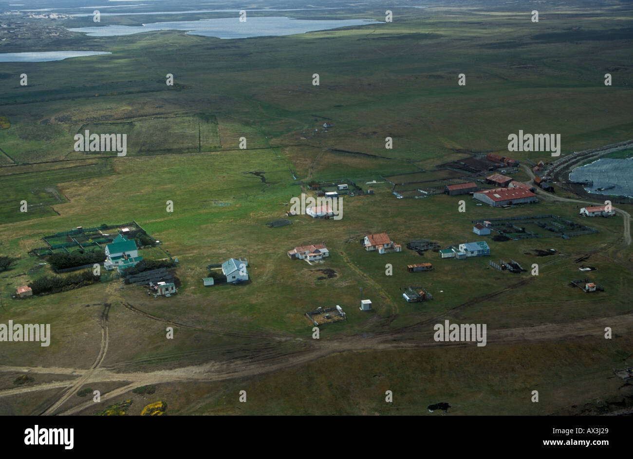 Falklands Pebble Island aus der Luft Stockfoto