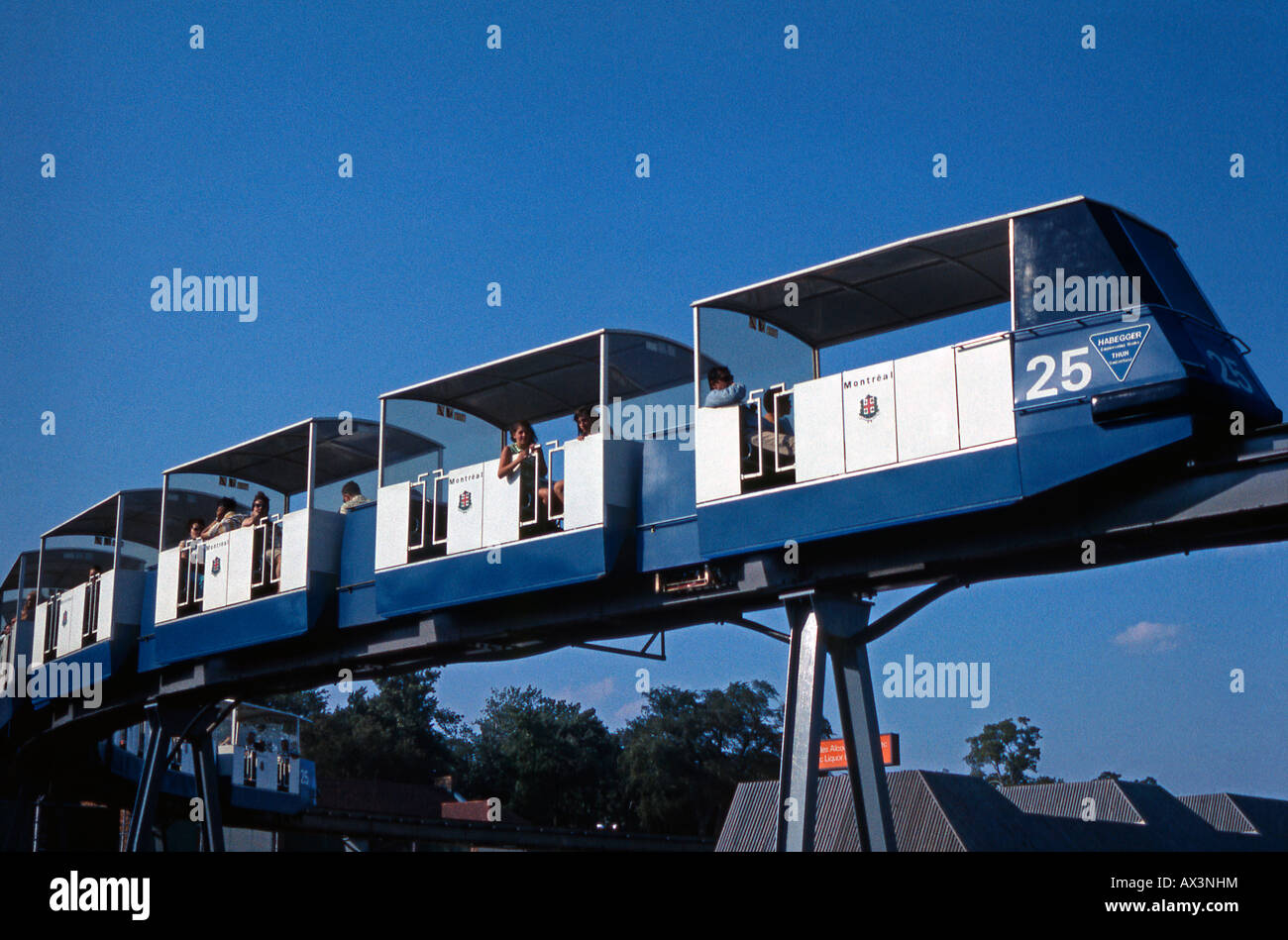 Monorail Transport rund um den Ort auf der Expo 67 in Montreal, Quebec, Kanada, 1967 Stockfoto