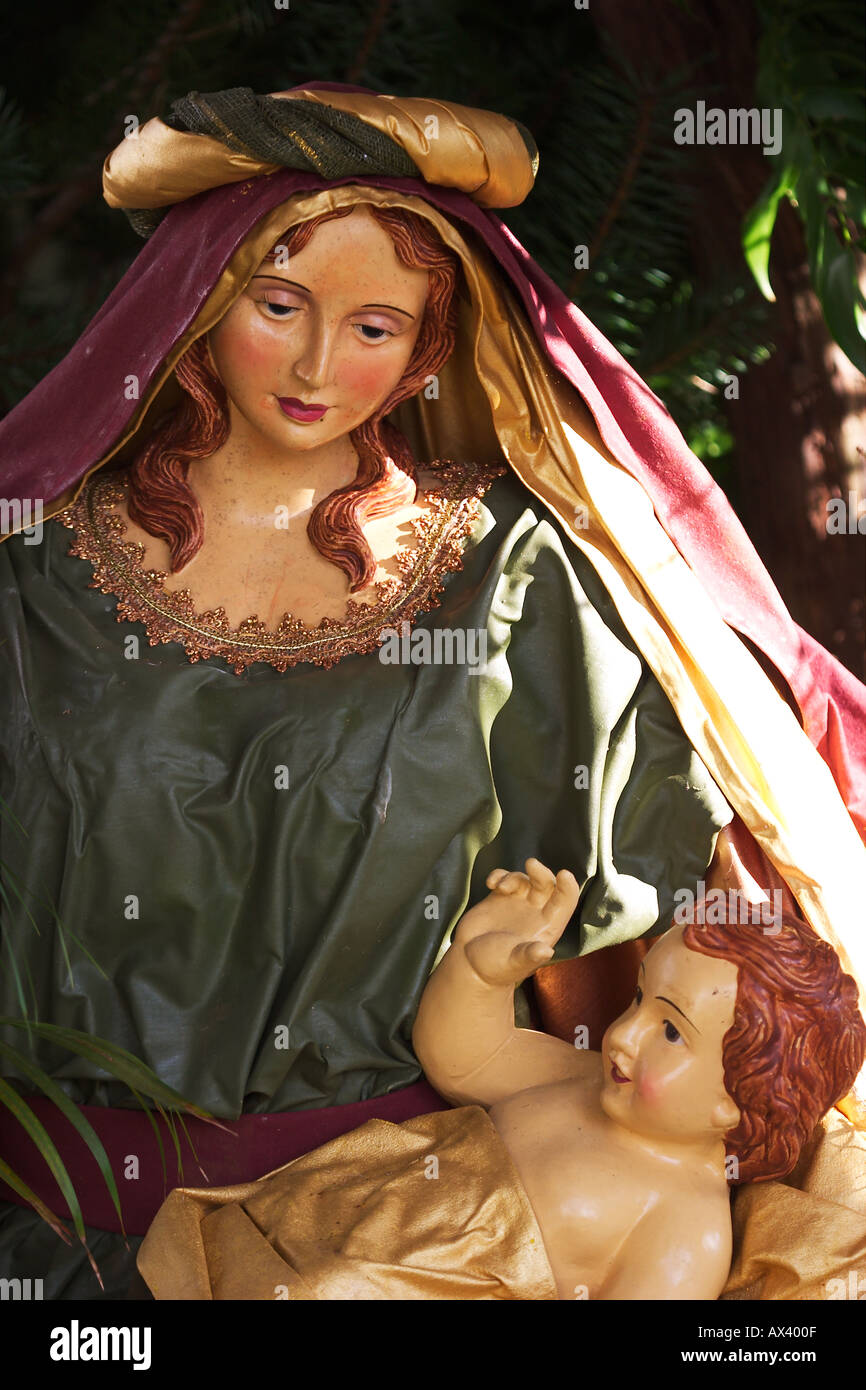 Krippe Figur Maria mit dem Jesuskind in Santana Madeira Stockfoto