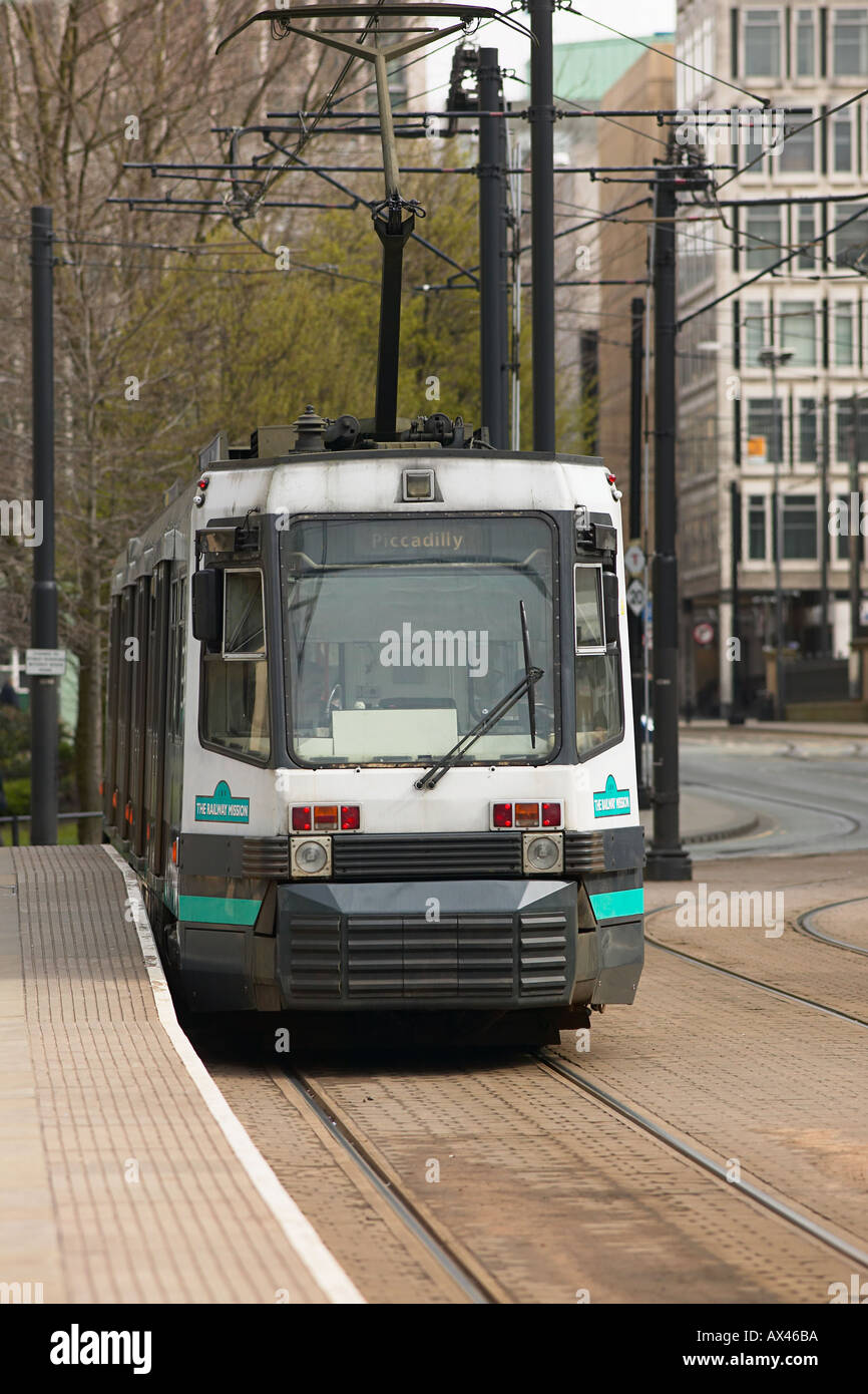 Straßenbahn in Manchester Stockfoto