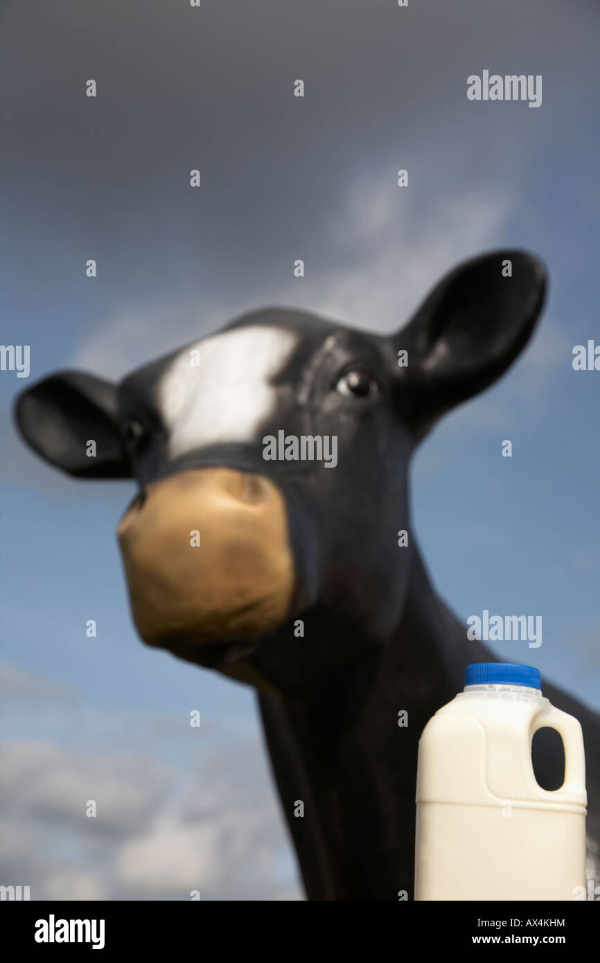 Pint Milch In Einem Kunststoff Karton Vor Nachahmung Kuh Fiberglas Für  Bildungszwecke Genutzt, Um Kinder Zu Unterrichten Stockfotografie - Alamy