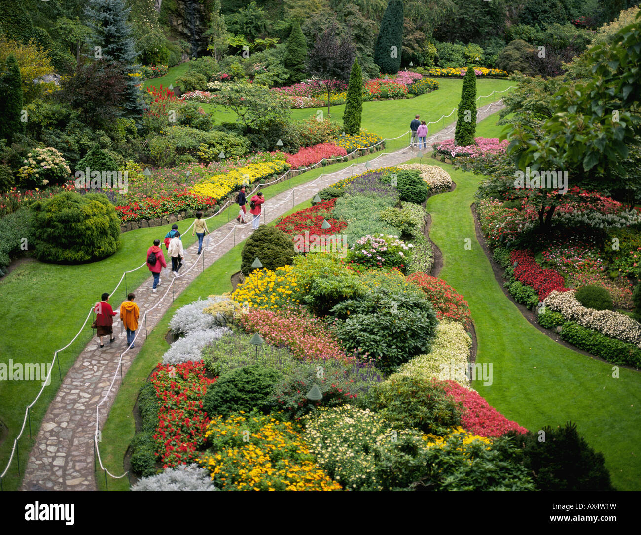 Ein Blick auf den weltberühmten Butchart Gardens in der Nähe von Victoria Stockfoto