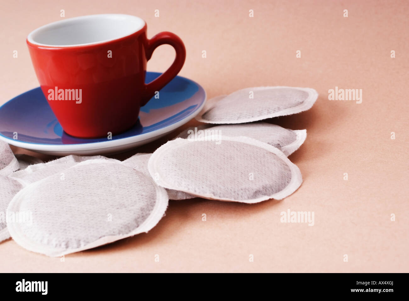 Coffeepads Kaffeepads Stockfoto