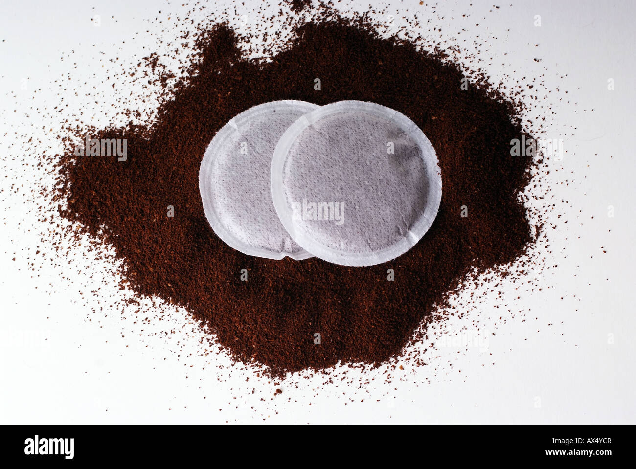 Kaffee und Pad Kaffee Und Kaffeepads Stockfoto