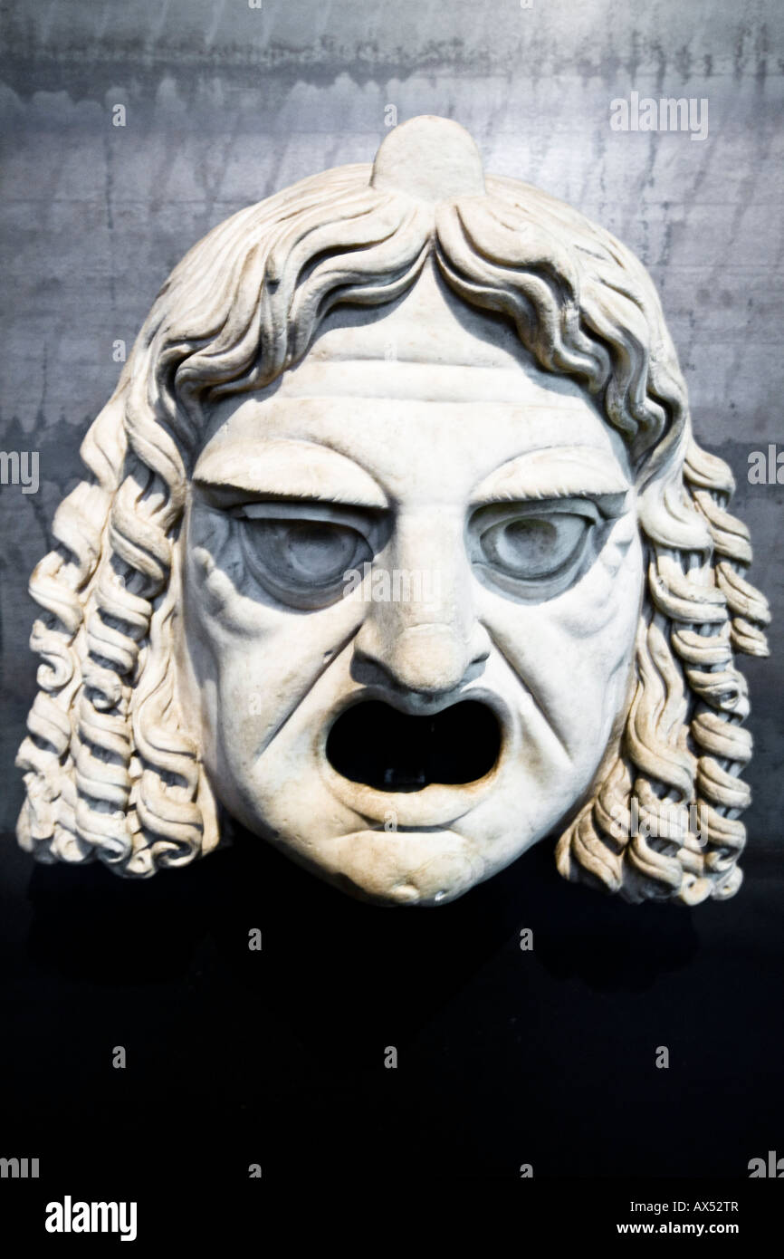 Maske aus weißem Marmor von Hadrian Villa Tivoli 2. Jh. n. Chr. Stockfoto