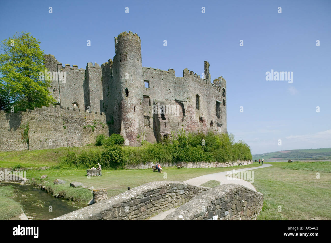 Laugharne Castle Carmarthenshire Wales Stockfoto