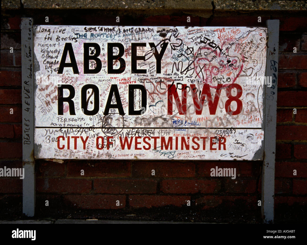 Abbey Road Straßenschild Stockfoto