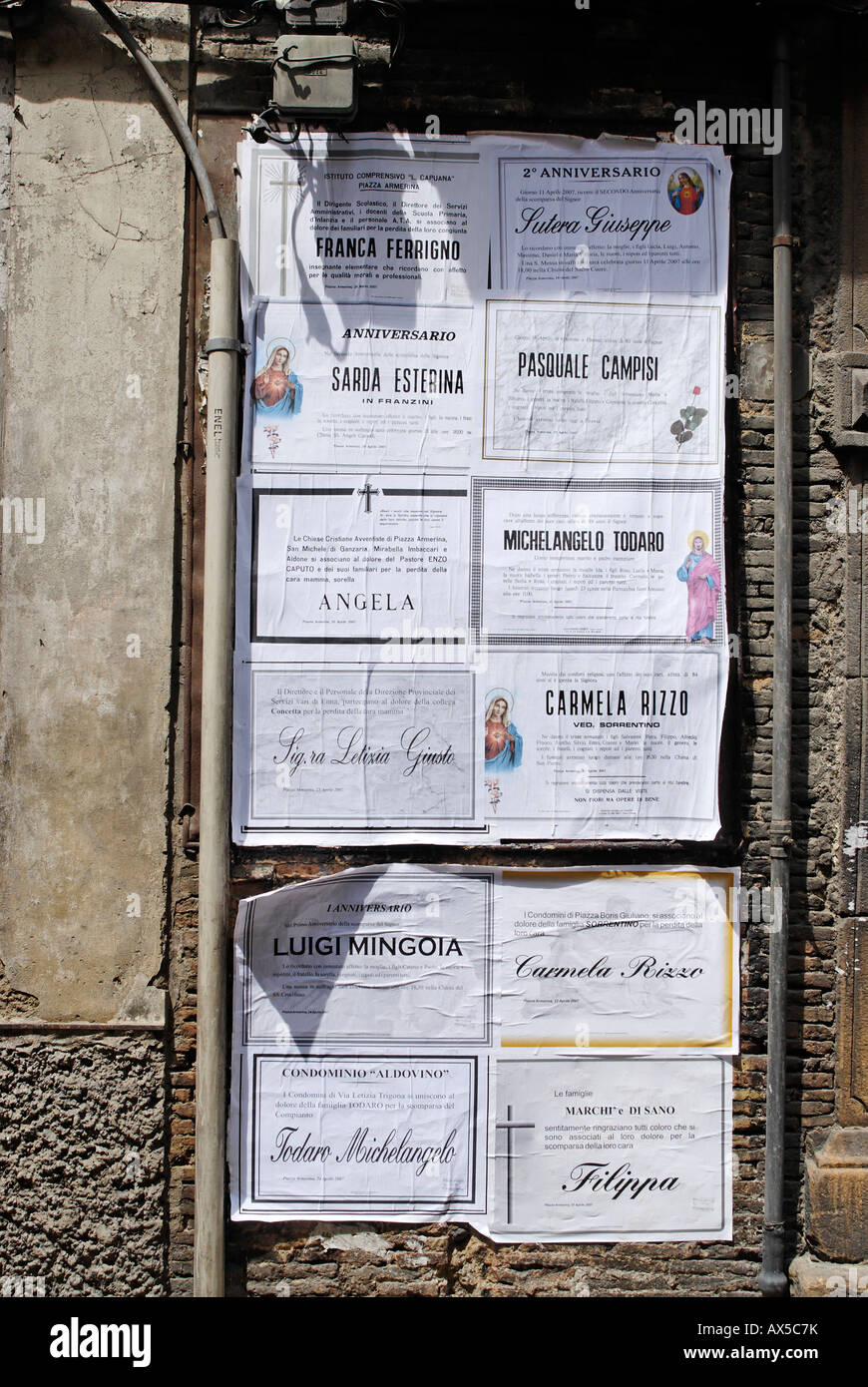 Tod bemerkt Piazza Armerina Sizilien Italien Stockfoto