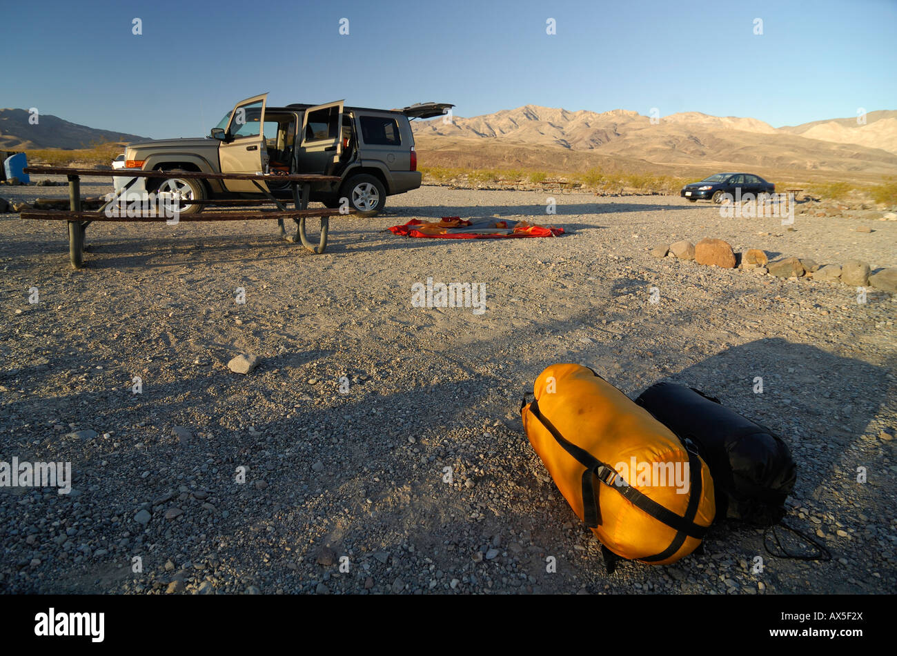 Campingplatz in Death Valley, Death Valley Nationalpark, Kalifornien, USA, Nordamerika Stockfoto