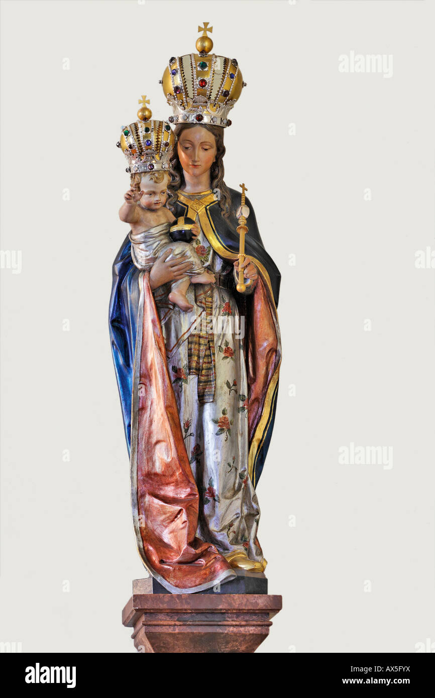 Statue der Madonna mit Kind in der Kirche in Weissenbach, Triestingtal, Niederösterreich, Österreich Stockfoto
