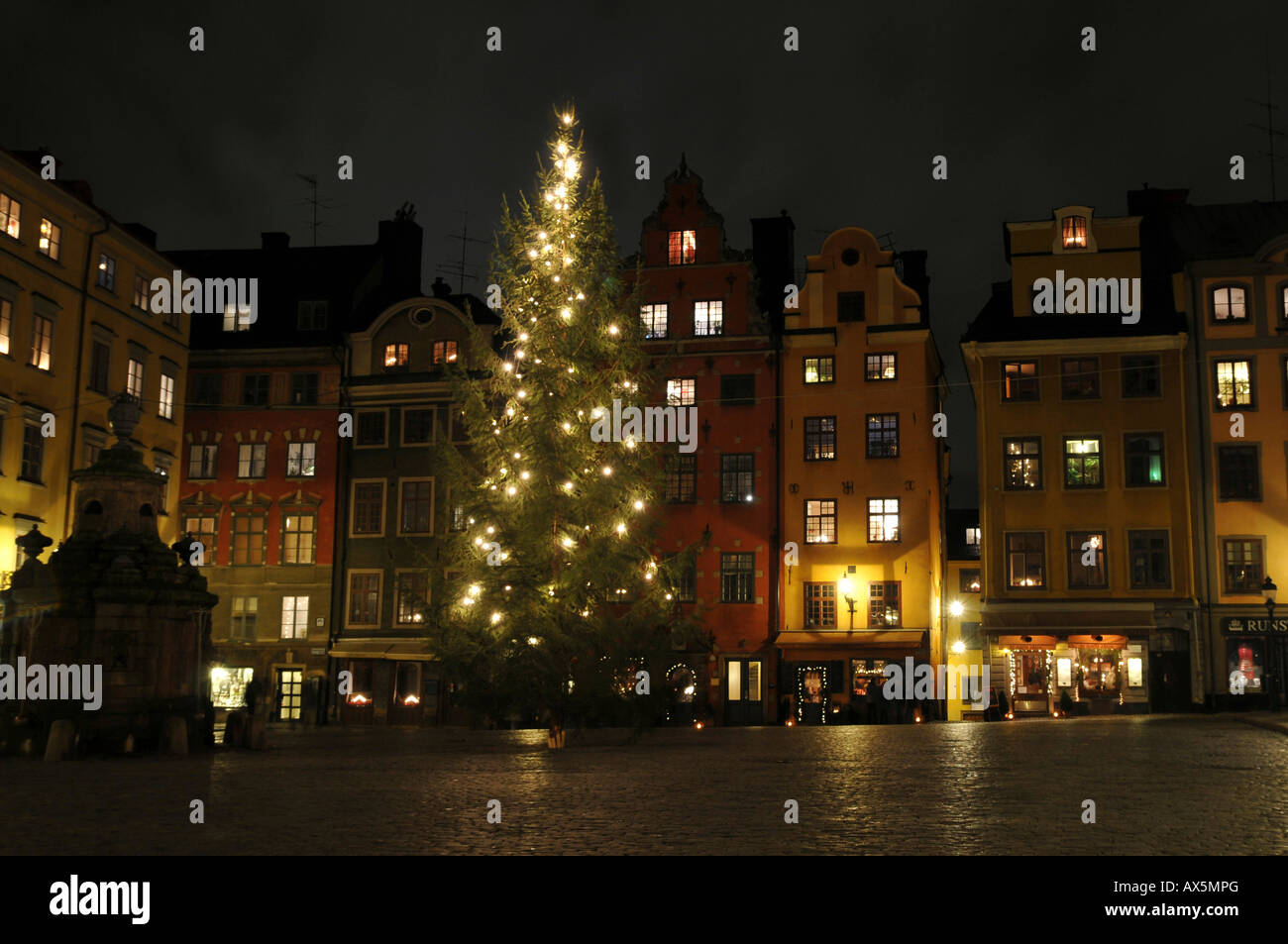 Gamla Stan (Altstadt), Stortorget (großer Platz) bei Nacht, Stockholm, Schweden, Skandinavien, Europa Stockfoto